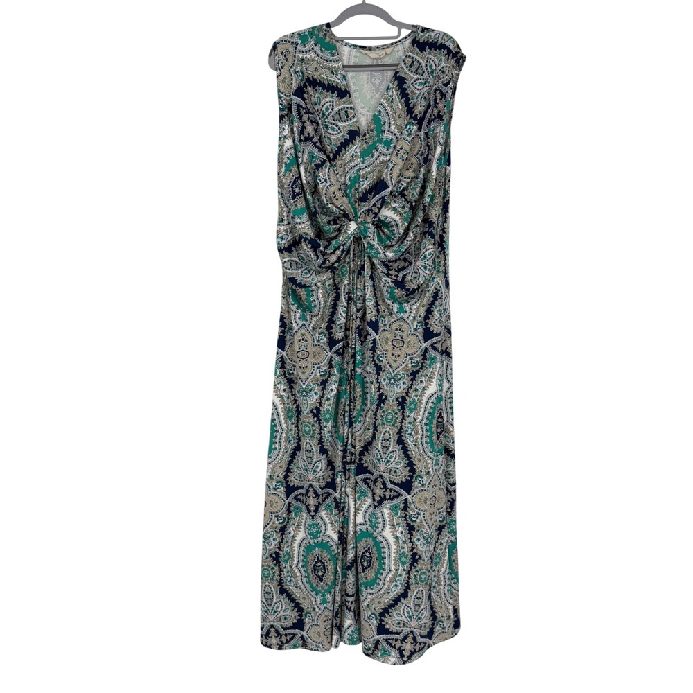 Soft Surroundings Maxi Dress Womens 2X Paisley Twist Front Boho Stretch